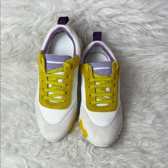 Hermès Women’s White/Yellow Suede/Mesh Bouncing Sneakers Size 36 EU - Picture 3 of 17